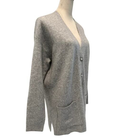Talbots - Women's Grey Cardigan with Pearl Rhinestone Buttons, Size L - Picture 3 of 5
